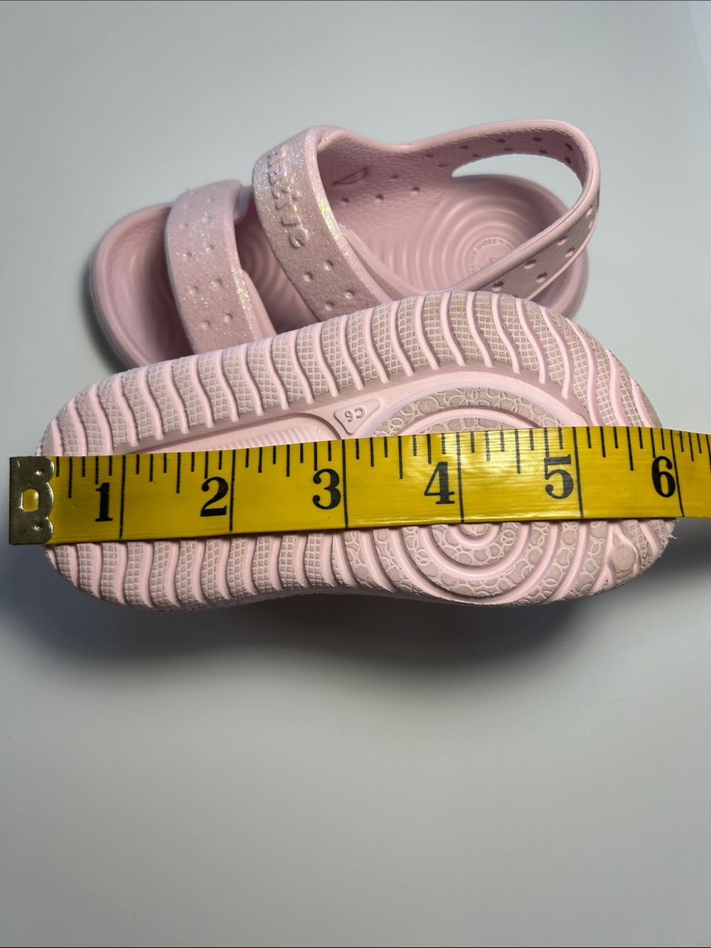 Native Shoes Kids Chase Barely Pink Glitter Strap Sandals Toddler size 6 (6C) - Picture 7 of 8